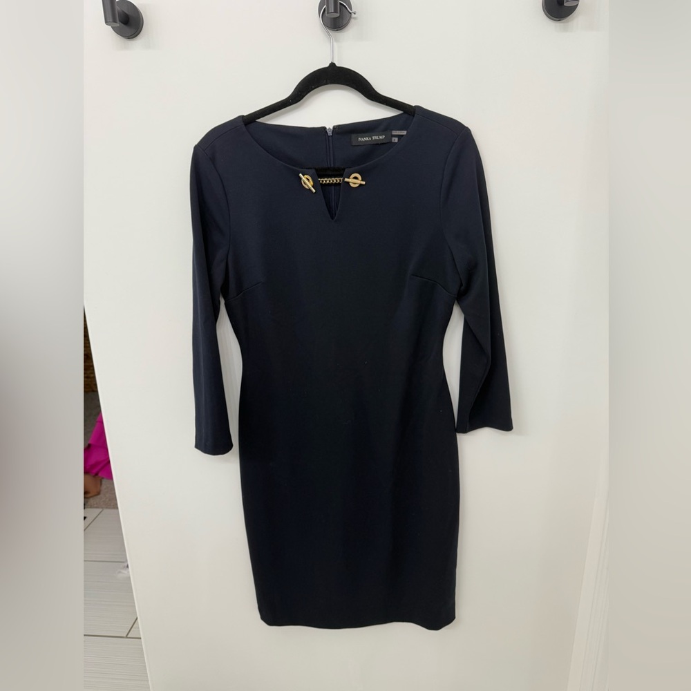 Ivanka Trump Navy Dress with Gold Detail